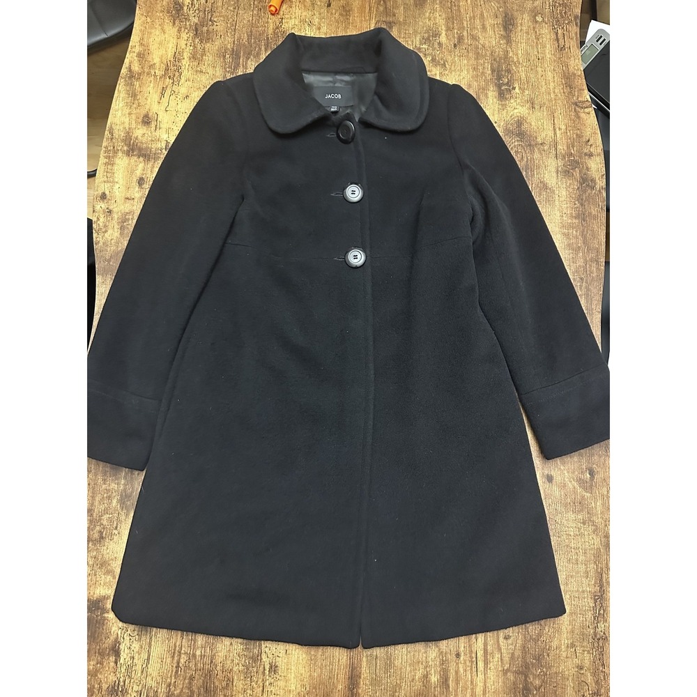 Jacob Vintage Black Wool Blend Pea Coat - Made in Canada